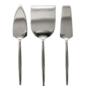 Ensemble de couteaux à fromage de luxe en or 3 pièces, acier inoxydable, finition or brossé, avec spatule et cuillère à gâteau - Product Image 2