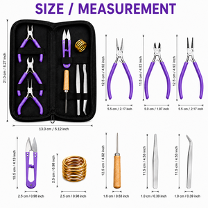 Kit de suministros para la fabricación de joyas con alicates morados, pinzas y herramientas para manualidades de joyería DIY, juego de acero inoxidable - Product Image 3