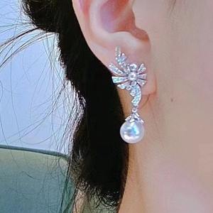 Fabricant en gros, boucles d'oreilles pendantes en perles de Zhuji naturelles dorées de 11-12 mm, exquises, assorties à de l'argent 925 - Product Image 4