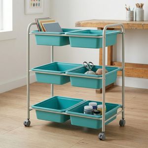 Fabricant de meubles de rangement pour la maison à Taïwan, organisateur de rangement à roulettes à 6 tiroirs, petit, moyen, grand, boîte en plastique avec étagère - Product Image 1