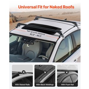 Barre Portatutto Universali per Tetto Piatto, Barre Rialzate/Barre a Filo/Modanature Nere, Capacità 75 kg, Portapacchi Auto - Product Image 3