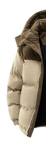 <b>Men's</b> Hooded Puffer <b>Jacket</b> Beige Brown Zipper Closure - Product Image 2
