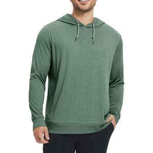 Sudadera con Capucha para Hombre, Color Verde Jaspeado, con Cordón Ajustable, Dobladillo Acanalado, Mezcla de Algodón, Estilo Casual Urbano, Ligera - Product Image 2