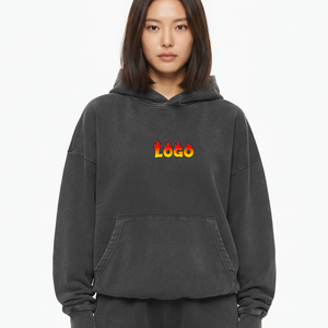 Custom Oversized Embroidered French Terry Baggy Hoodie Cotton <b>Fleece</b> <b>Jumper</b> Puff Print Hooded Crew Neck Sweatshirt for Women - Product Image 1