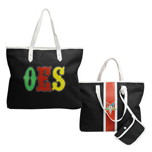 Sac fourre-tout noir OES – Sac à bandoulière en Codura et polyvinyle avec portefeuille assorti |   Matériau imperméable et design d'emblème OES - Product Image 1