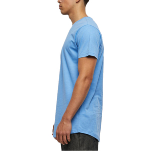 For Blue <b>Longline</b> <b>Men's</b> <b>T</b>-<b>Shirt</b> 100% Cotton Crew Neck Short Sleeve Curved Hem Solid Eco-Friendly Quick Dry Breathable - Product Image 4