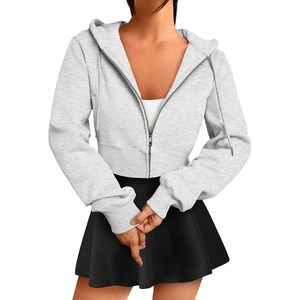 FOXA 2024 automne/hiver mode reine femmes fermeture éclair sweat à capuche court avec manches longues Y2K hiver sweats vestes - Product Image 2