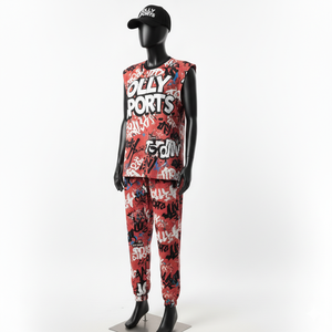 ชุดเซ็ตสองชิ้นแขนกุดสำหรับผู้หญิง ผ้าคอตตอนโพลีเอสเตอร์คุณภาพสูง เนื้อผ้าเจอร์ซีย์เดี่ยว GSM พิมพ์ลายแบบ Sublimation พร้อมโลโก้สั่งทำพิเศษ - Product Image 4