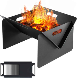 Portable Outdoor Metal Fire Pit Folding Natural Gas Camping Stove <b>BBQ</b> Grill Patio Heater Backpacking Fire Bowl Skies Trader - Product Image 5