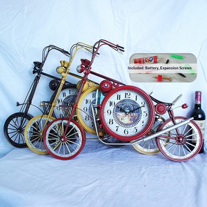Iron Metal Motorcycle Analog Hanging <b>Wall</b> <b>Clock</b> with American Retro Design for Living Room - Product Image 1