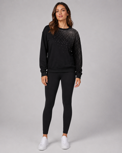 Sudadera de Mujer con Lentejuelas Negras, Cuello Redondo, Manga Larga, Tejida, Transpirable, para Otoño - Product Image 1