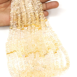 Cuentas redondas lisas de citrino dorado natural, cuentas de piedras preciosas de citrino en forma de rondel de 6-9 mm, citrino de calidad AAA - Product Image 4