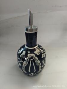 Nueva Botella de Cerámica Azul para Aceite de Oliva de 350 ml, Hecha a Mano, Hermética - Product Image 4