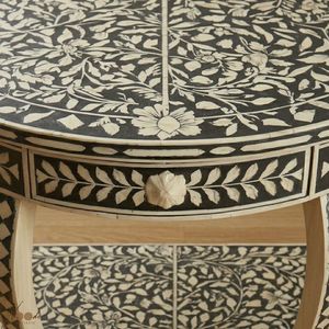 Modern Classic Bone Inlay Console <b>Table</b> <b>Side</b> <b>Table</b> Oval Wooden Entryway <b>Sofa</b> <b>Table</b> Living Room Decor Custom Home Furniture - Product Image 4