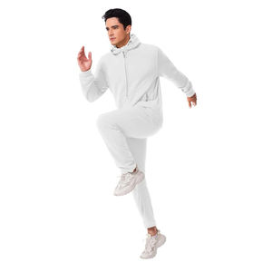 Sweat-shirt à capuche zippé blanc pour homme, coupe classique, style streetwear décontracté, avec poche, en molleton bouclette respirant, tricoté pour l'hiver, éco-responsable - Product Image 6