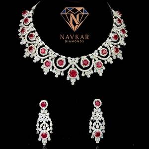 Ensemble de collier et boucles d'oreilles en diamant moissanite de qualité supérieure, bijoux de mariée de luxe avec pierres VVS pour femmes et cadeaux à vendre - Product Image 4