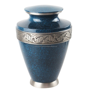Urnas de cremación de aluminio personalizadas de alta calidad, acabado de mármol azul, venta al por mayor para cenizas masculinas y femeninas, suministros funerarios grabados - Product Image 1