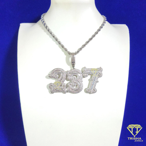 Collier personnalisé avec numéro 3 2 4, pendentif en diamant moissanite, bijoux de luxe, cadeau hip-hop - Product Image 3