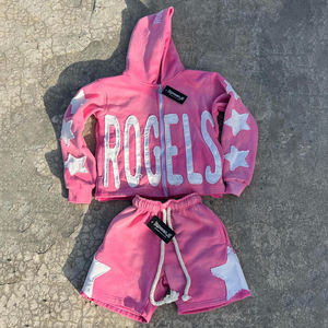 ชุดเซ็ตเสื้อฮู้ดดี้และกางเกงขาสั้นผู้ชายพิมพ์ลายตามสั่ง สำหรับฤดูใบไม้ร่วง ผลิตจากผ้าฝ้าย สีและขนาดตามสั่ง เป็นมิตรต่อสิ่งแวดล้อม - Product Image 1