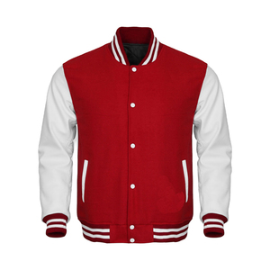 Men's Orange White Varsity Jacket Regular Fit Crew Neck <b>Covered</b> <b>Button</b> Solid Color Streetwear Winter Wear Cotton Blend Wool - Product Image 5