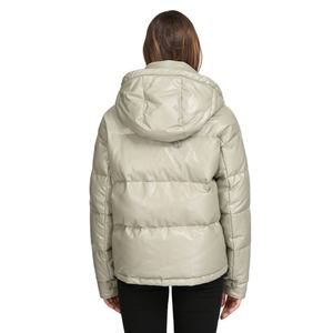 Veste courte de motard style streetwear pour femme, cardigan matelassé d'hiver avec écharpe intégrée, manteau doudoune pour femme - Product Image 4