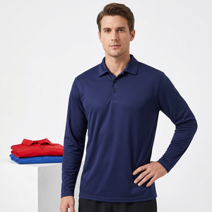 Camiseta de Manga Larga para Hombre, Color Sólido, Tejida, Transpirable, con Estampado Digital, de Secado Rápido, Informal, Azul, Rojo, Marino, Poliéster - Product Image 6