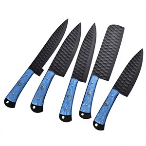 Kitchen Chef <b>Knife</b> <b>Set</b> with <b>Sharp</b> Stainless Steel Black Powder Coted Blades Comfortable Non Slip Handles for Daily Use - Product Image 1