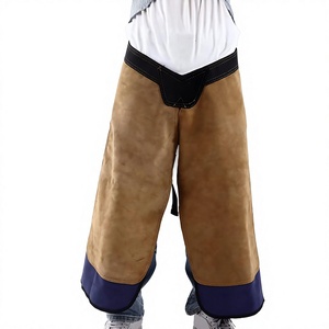 Pantalon d'équitation pour homme en cuir PU, coupe large et décontractée, équipement de sécurité pour l'équitation avec fermeture bouton et boucle - Product Image 1