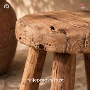 Praba Organic Solid Wood Occasional Stool Elegant Rustic Side <b>Table</b> <b>Round</b> Log End Stand for <b>Patio</b> Living Room Hotel Jepara - Product Image 2