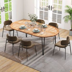 79 Inch Acacia Wood Tabletop Patio Dining <b>Table</b> with Umbrella Hole for 8 People - Product Image 6