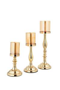 Paire de bougeoirs contemporains en argent avec abat-jour en verre texturé, décoration de table moderne - Product Image 3