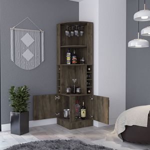 Mobile bar Seattle con otto bottiglie, ampie mensole aperte e due vani contenitori - Product Image 6