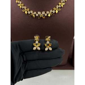 <b>Indian</b> Ethnic Disha Victorian Delicate Gold-Plated CZ <b>Necklace</b> & Earring <b>Set</b> for Bridal - Product Image 4