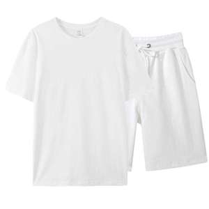 Ensemble T-shirt et short pour homme en coton 100% - Style décontracté d'été - Respirant - Séchage rapide - Tricoté - Style streetwear - Personnalisé - Product Image 1