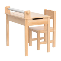 Vente en gros Table à dessin et chaises en bois massif pour enfants pour salle de jeux Maternelle Ensemble de bureau à dessin pour tout-petits
