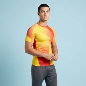 Mens Custom Athletic Compression Wear Half Sleeve Fitness Sports Training Workout Performance Shirt - Product Image 1