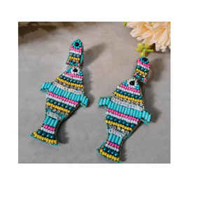 Pendientes de cuentas hechos a mano, joyería étnica de moda para bodas, festivales y estilo informal. - Product Image 2