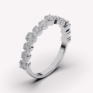 Bague de mariage en diamant en or massif 10K 14K, sertie à griffes, délicate, moderne, de luxe, à taille ronde, diamant de laboratoire, pour usage quotidien, élégante - Product Image 3