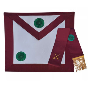 Tablier et écharpe de chevalier maçonnique de qualité supérieure, sur mesure, écologiques, brodés à la main, avec logo personnalisé, couleur bordeaux, insignes uniques - Product Image 2