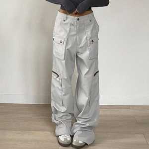 High <b>Waist</b> Plus Size Women's Cargo Pants Full Length Loose Fit Solid Color Cotton Casual <b>Elastic</b> <b>Waist</b> Style - Product Image 4