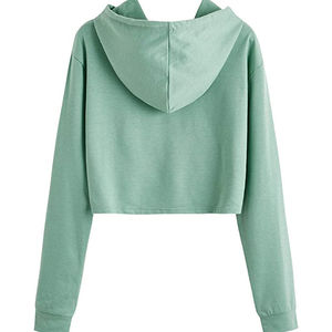 Haut court à capuche pour femme de bonne qualité, brodé, en molleton 100 % coton, personnalisable, à bas prix, service OEM - Product Image 2