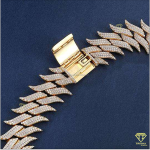 Men Hip Hop Cuban Link <b>Chain</b> <b>Iced</b> <b>Out</b> Miami Style Necklace 925 Sterling Silver with Moissanite Diamond Platinum Plating - Product Image 4