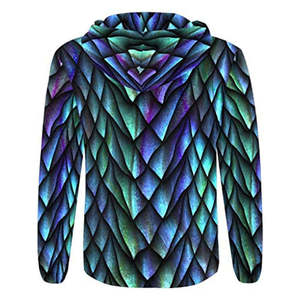 ZIP up HEAT-TRANSFER PRINTED 100% POLYESTER <b>LIGHTWEIGHT</b> UNISEX WINTER <b>HOODIES</b> - Product Image 2