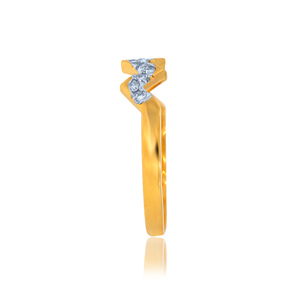Frozen Slope Diamond <b>Ring</b> 10K Yellow Gold Chevron Crown Diamond <b>Ring</b> Round Cut Diamond Stackable Wedding Anniversary Band - Product Image 2