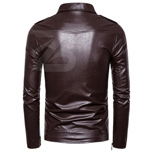 <b>Men</b> Genuine Leather Waterproof Windproof Slim Fit Casual Motorcycle <b>Jacket</b> Lapel Collar Diagonal Zipper <b>White</b> Black Fashion - Product Image 4