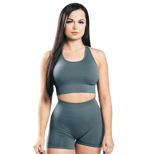 Women's Seamless Yoga Set Crisscross <b>Back</b> Sports <b>Bra</b> High Waist Shorts Solid Color Four-Way Stretch Activewear - Product Image 6