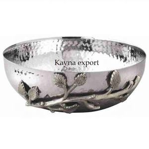 Cuenco decorativo martillado de nuevo diseñador con Rama de metal, cuencos para servir frutas secas de diseñador con acabado dorado de lujo Chapado en latón - Product Image 2