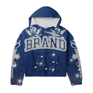 Sudadera con Capucha Personalizada BRAND 2026 para Hombre, Verde con Estampado de Diamantes de Imitación, Estilo Urbano, Tejido de Punto, Poliéster, Estilo Otoñal - Product Image 6