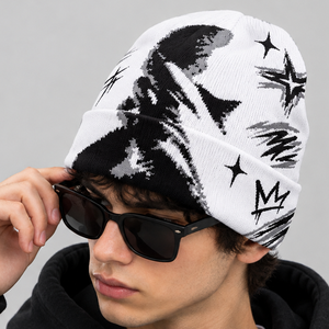 Gorro de Punto Jacquard Personalizado con Patrón Gráfico, Puño Doblado, Gorro de Invierno para Hombre y Mujer, Ropa de Estilo Personalizado - Product Image 4