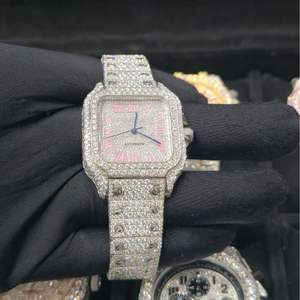 Pass <b>Diamond</b> Tester Square Hip Hop Iced 16mm Automatic Jewelry <b>Watch</b> Luxury Stainless Steel Mechanical Buss VVS Moissanite - Product Image 3